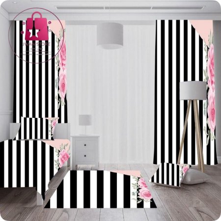 طقم اطفال " مخطط مع ورد"