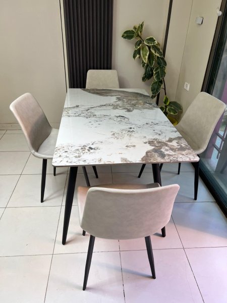 طاولة شايش " ماربل تقيل بيج " 4 كراسي (101)