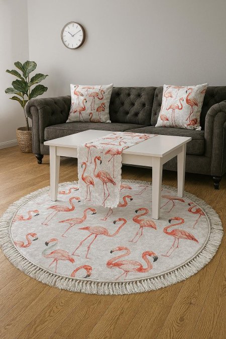 سجادة " فلامينجو ارضية بيضاء"