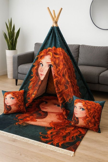 خيمة" البنت شعر برتقالي"